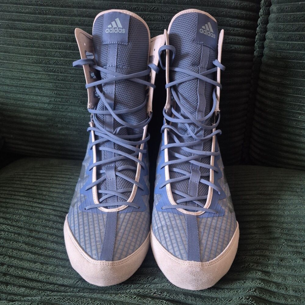 adidas Box Hog 4 Mens 12 Shoes Blue Grey Metallic Boxing Training Boots Sneaker